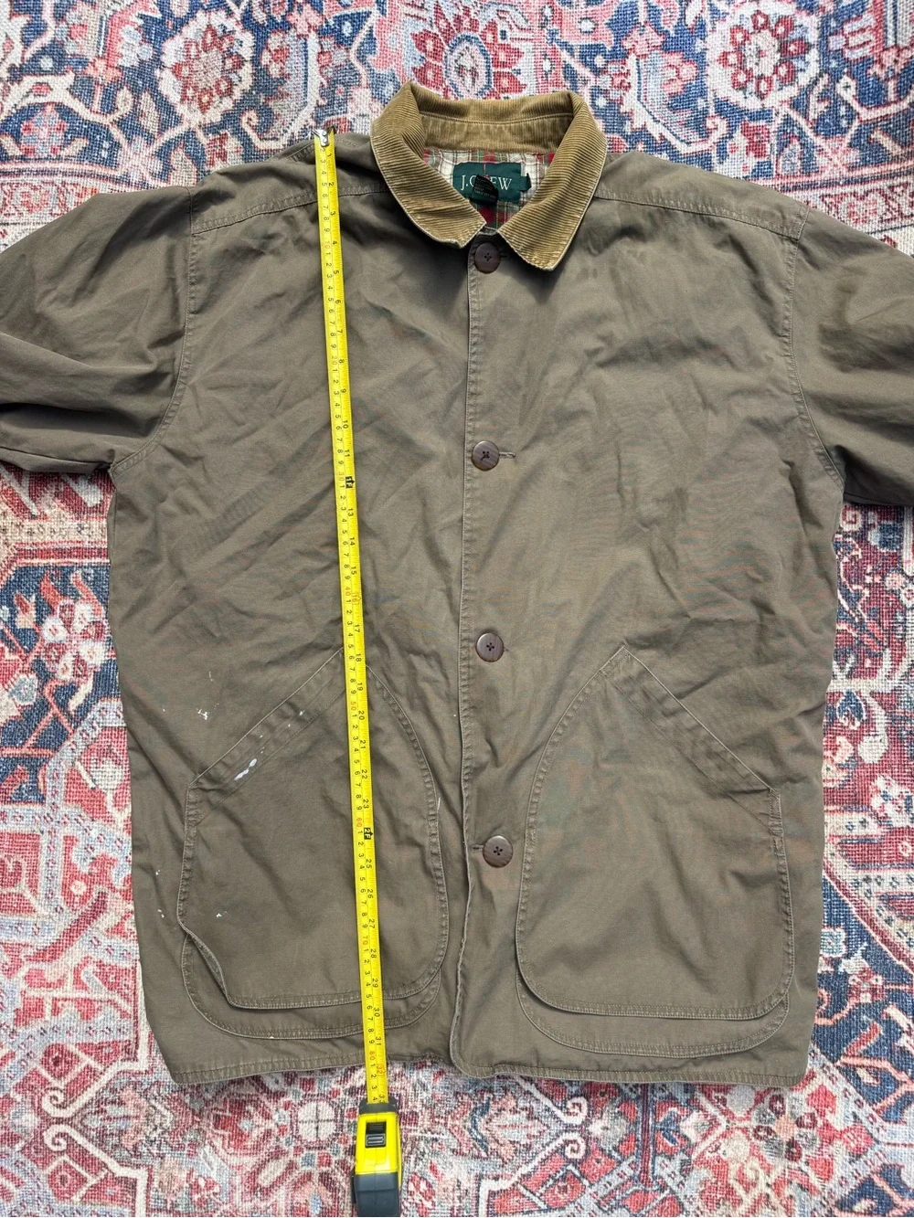 J. Crew Olive Khaki Field Jacket with Corduroy Collar